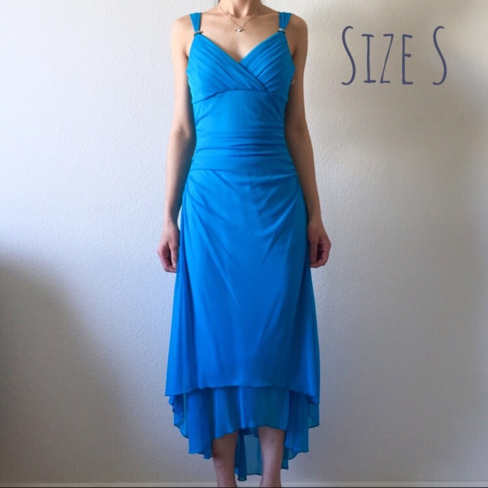 NWOT Blue Grecian Flowy Dress